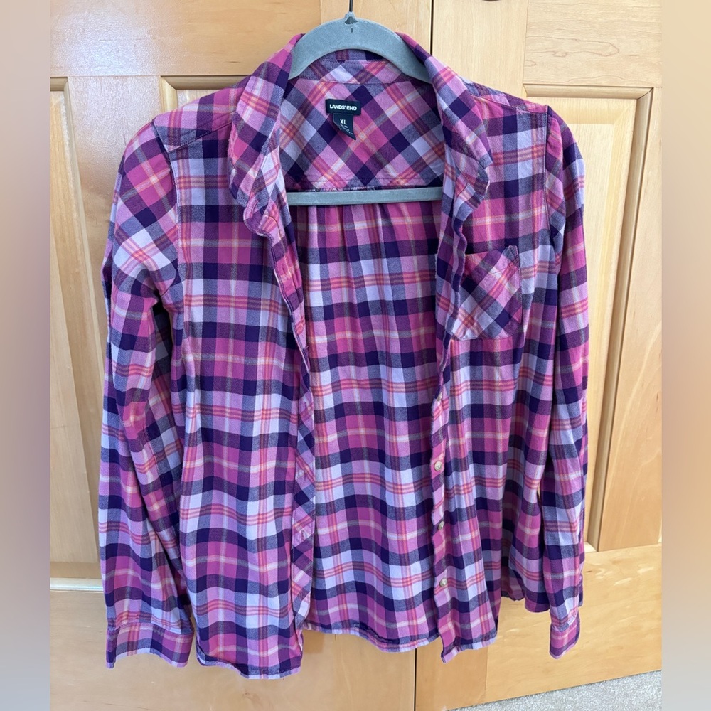 Girls pink and purple flannel size XL